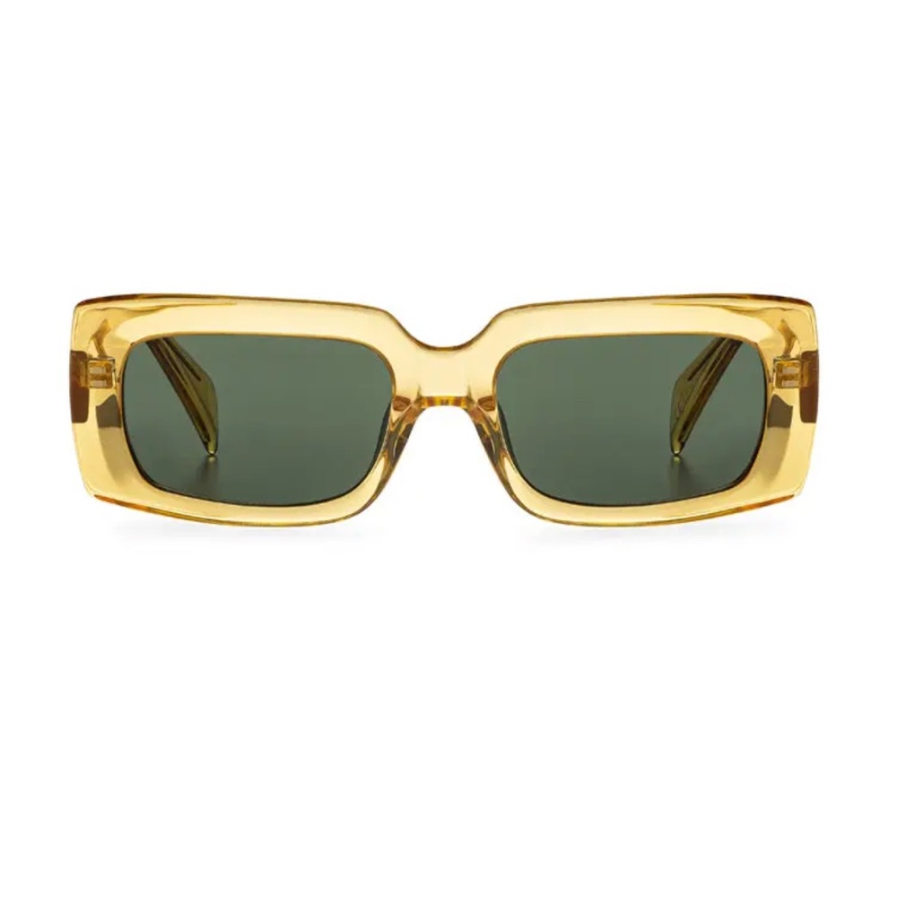 Amber Rectangular Sunglasses with Green Lenses — … - image 1